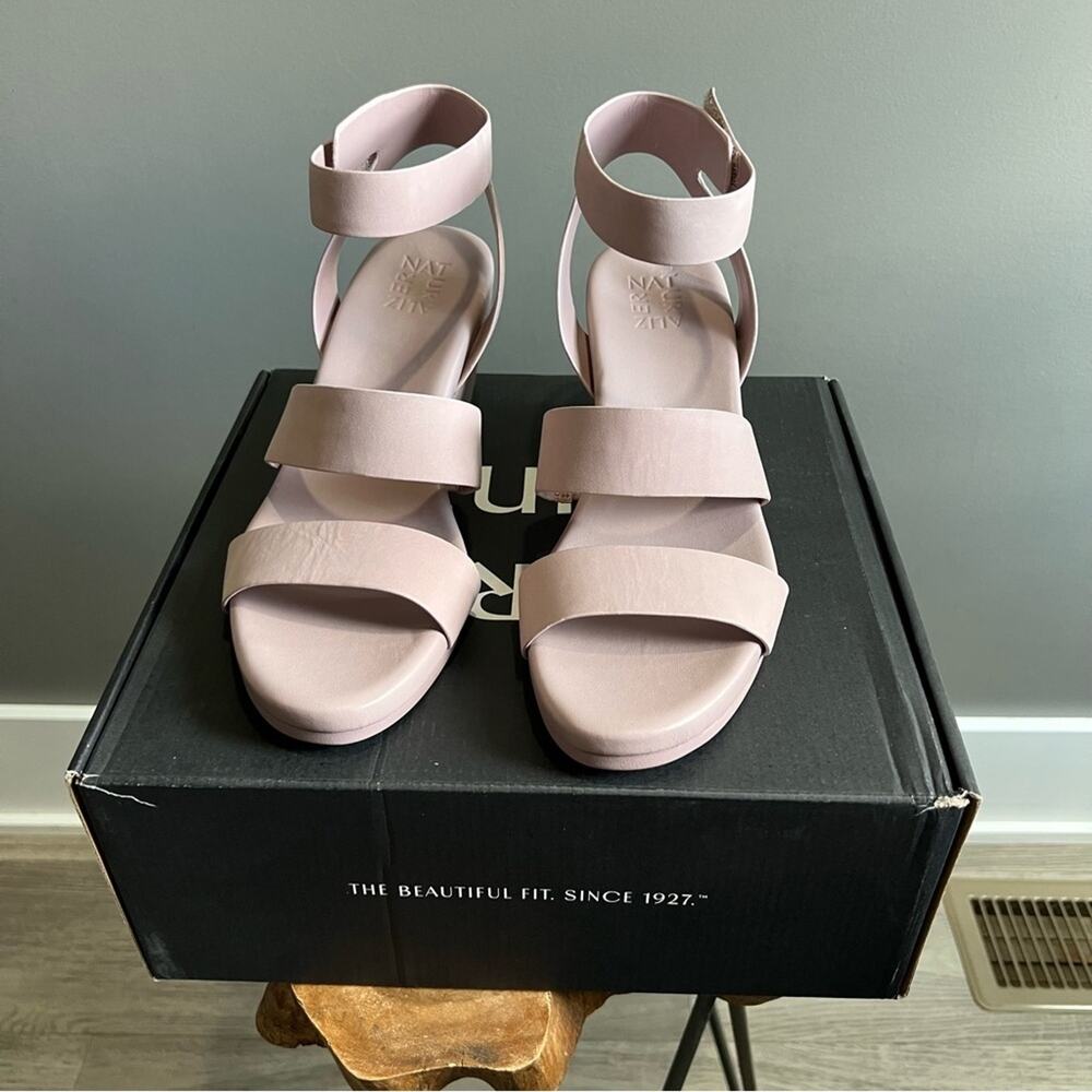 Naturalizer Womens Ignite Purple Adjustable Leather Wedge Sandals Shoes NWT